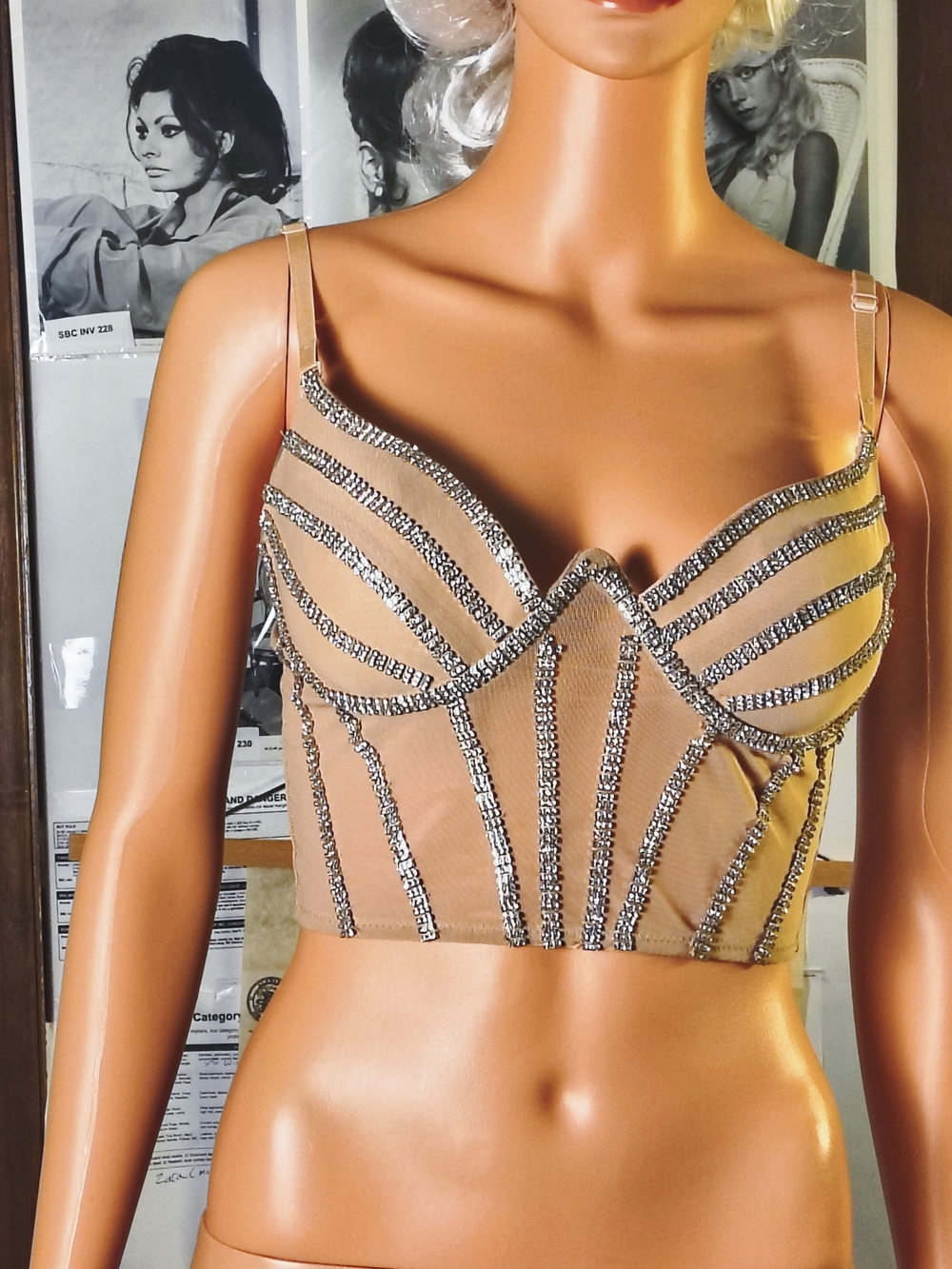 Windsor Nude Beaded Longline Strapless Bra Women’s S Bustier Bridal Formal